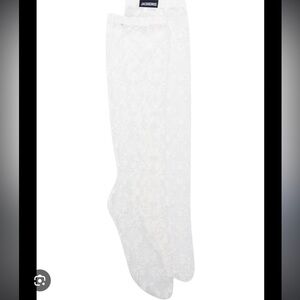 Jacquemus Women's Brown White Le Chouchou 'les Bas Dentelle' Socks